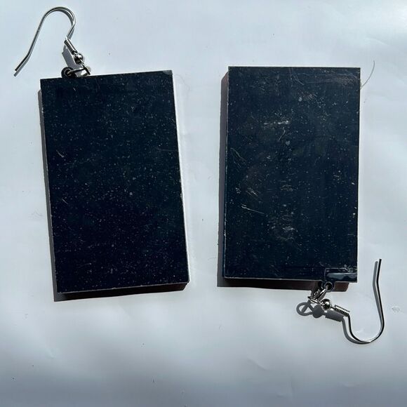 Pink Cassette Tape Drop Earrings - Picture 2 of 6